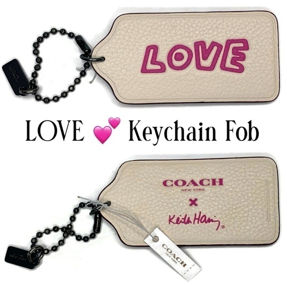 Coach LOVE Haring Keychain Fob Valentine’s Day NWT - Picture 2 of 2